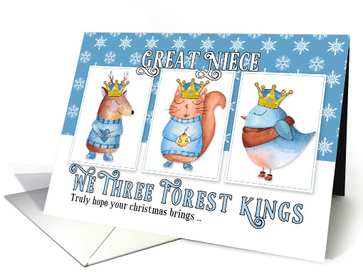 for Great Niece Christmas Three Forest Kings Cute Animals card