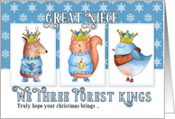 for Great Niece Christmas Three Forest Kings Cute Animals card