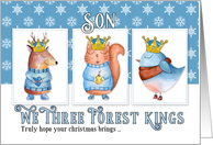 for Young Son Christmas Three Forest Kings Cute Animals card