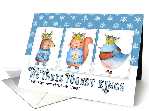 for Young Child Christmas Three Forest Kings Cute Animals card
