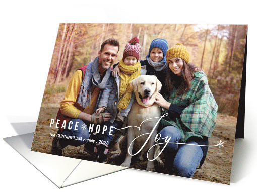 Peace Hope Joy Christmas Single Photo Custom Name card (1641838)