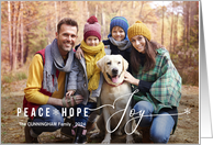 Peace Hope Joy Christmas Single Photo Custom Name card