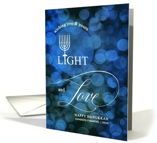 Business Light and Love Hanukkah Blue Bokeh Custom Name card (1642584)