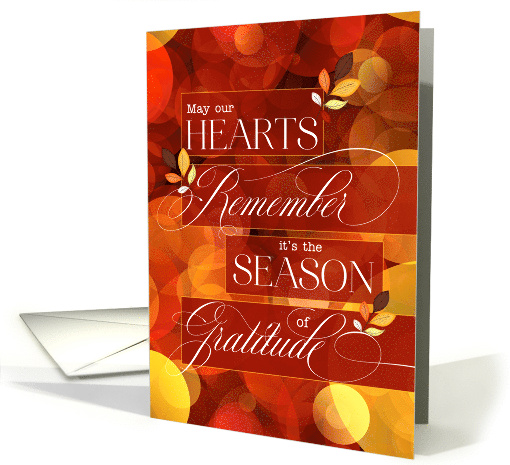 May Our Hearts Remember the Season of Gratitude Autumn Bokeh card