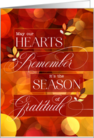 May Our Hearts Remember the Season of Gratitude Autumn Bokeh card