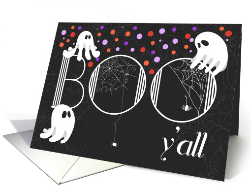 BOO Y'all Cute Ghosts Polka Dots and Spiders for Halloween card