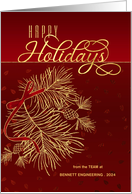 Happy Holidays Red and Golden Pines with Business Name card