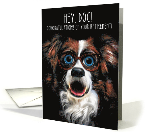 Optometrist Eye Doctor Retirement Funny Dog in Glasses Caricature card