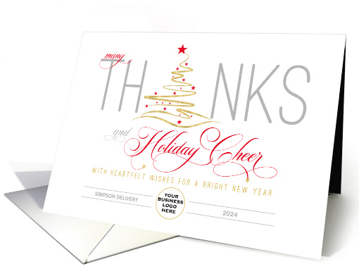 Round Business Logo Thanks and Holiday Cheer Custom Name card