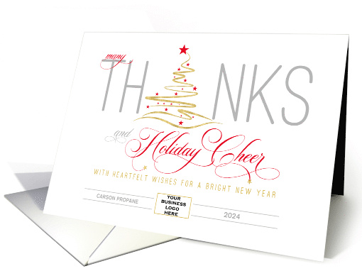 Rectangle Business Logo Thanks and Holiday Cheer Custom Name card