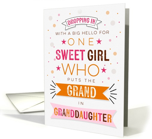 Thinking of You for Young Granddaughter Pink and Orange card (1647534)