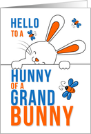 for Grandson Hello to a Hunny of a Grand Bunny Blue and Orange card