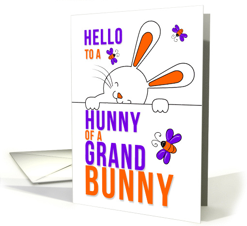 Granddaughter Hello to a Hunny of a Grand Bunny Purple and Orange card