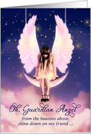 Guardian Angel Prayer for Female Friend Celestial Swinging on the Moon card
