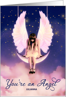 You’re and Angel Celestial Swinging on the Moon Custom Name card