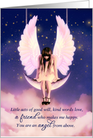 Friendship Female Angel Swinging on the Moon card