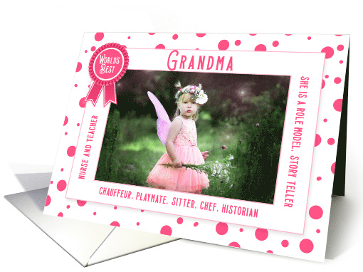 Birthday for the World's Best Grandma Pink Polka Dots Photo card