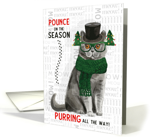 British Shorthair Cat Funny Christmas Purring All the Way card