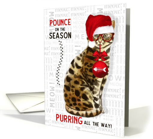 Bengal Cat Funny Christmas Purring All the Way card (1657062)