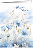 Spanish Mother’s Day Blue Watercolor Wildflowers card