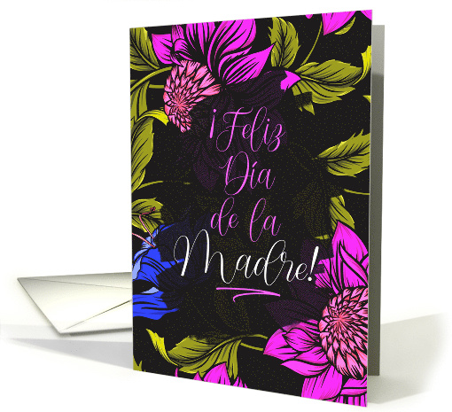 Spanish Mother's Day Bold Botanical Blooms on Black card (1665192)