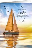 Brother’s Birthday Nautical Sailboat Theme with Seagulls card