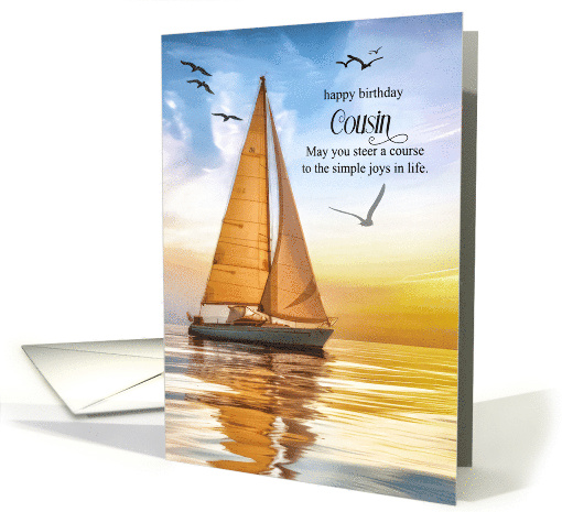 Cousin's Birthday Nautical Sailboat Theme wotj Seagulls card (1665432)