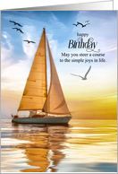 Birthday Nautical Sailboat and Seagulls card