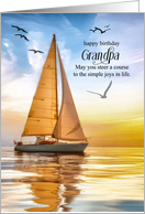 Grandpa’s Birthday Nautical Vintage Sailboat and Old World Map card