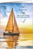 Son’s Birthday Nautical Sailboat and Seagulls card