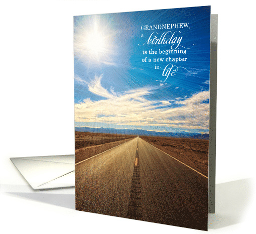 Grandnephew's Birthday Scenic Endless Road with Blue Sky card