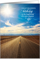 Great Grandson’s Birthday Scenic Endless Road with Blue Sky card