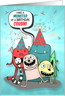 Young Cousin Birthday Monsters Cartoon Style card