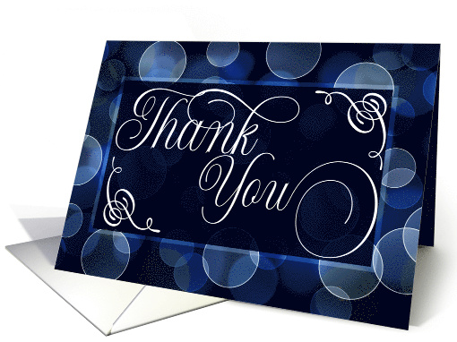 Business Thank You in Blue Bokeh Custom Blank card (1674894)