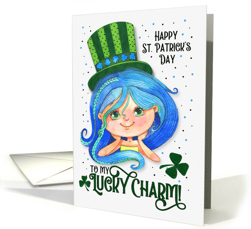 For Girls St. Patrick's Day Cute Irish Lass with Blue Hair card