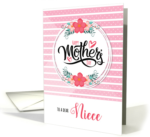 For Niece Mother's Day Pink Bontanical and Polka Dots card (1675986)