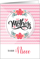 For Niece Mother’s Day Pink Bontanical and Polka Dots card