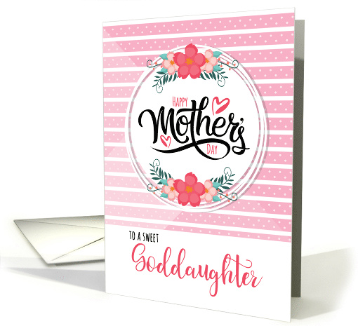 For Goddaughter Mother's Day Pink Bontanical and Polka Dots card