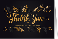 Thank You Simple and Elegant Botanical on Black Custom Blank card