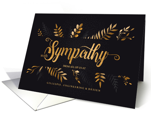 Business Sympathy Simple and Elegant Botanical on Black Custom card