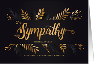 Business Sympathy Simple and Elegant Botanical on Black Custom card