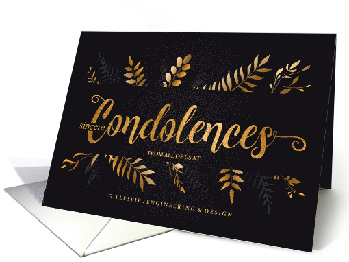 Business Condolences Simple and Elegant Botanical Custom card