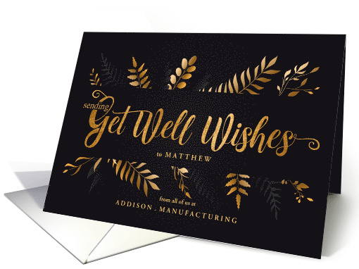 Get Well Wishes Business Elegance in Botanicals with Name card