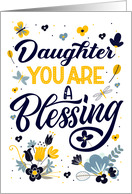 Daughter Mother’s Day Blessing Blue Yellow Botanicals card