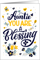 for Aunt on Mother’s Day Blessing Blue Yellow Botanicals card