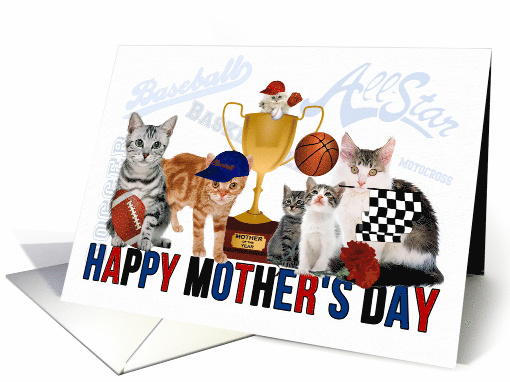 Mother's Day Sport Themed Cats of All Sizes for the Cat Lover card