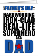Father’s Day Superhero Dad Typography Bold Blue and Black card