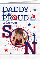 for Daddy on Father’s Day from Son Nautical Theme with Photo card
