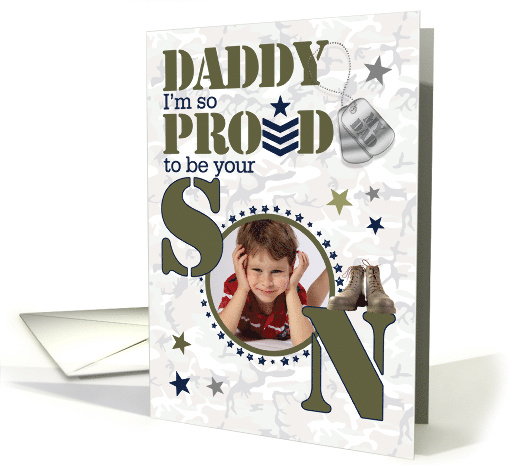 for Daddy's Birthday from Son Military Theme with Photo card (1681176)