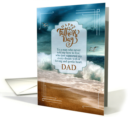 Dad on Father's Day Sentimental Message with Crashing Waves card